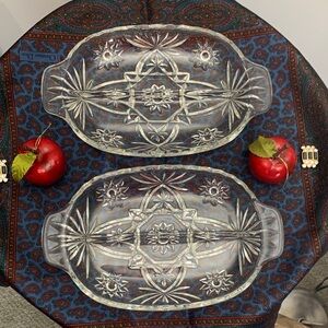 Anchor Hocking Set/2 Relish Dishes, Prescut Pattern
